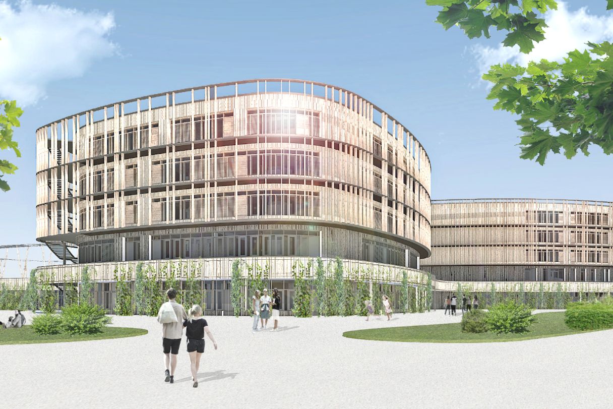 Mehr über den Artikel erfahren Neubau 6-zügiges Gymnasium mit 3-fach Sporthalle und Tiefgarage